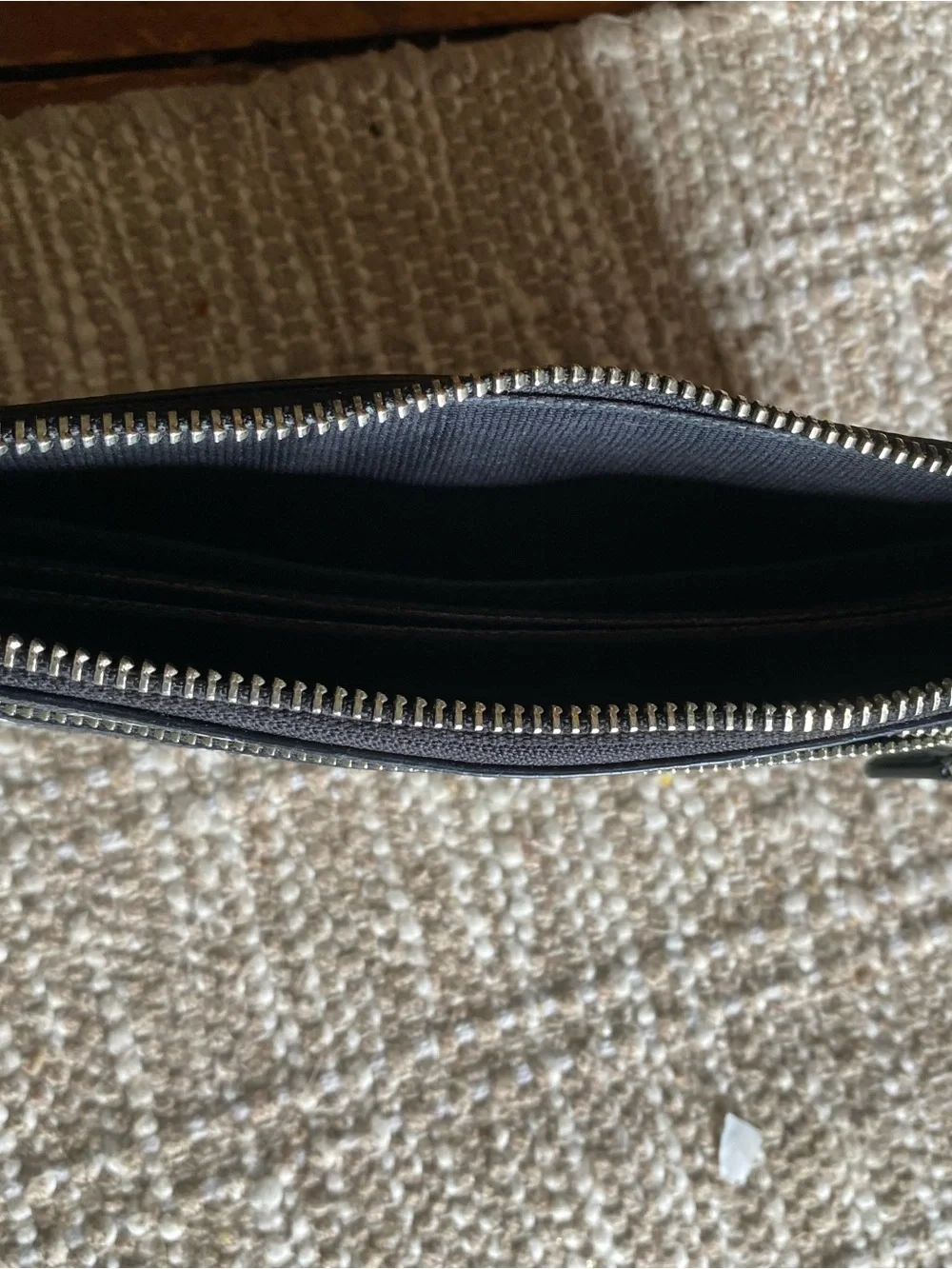 Coach Black Wallet with Ivory Floral Print and Metal Logo